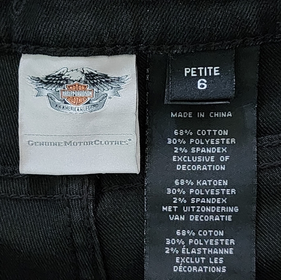 Harley Davidson Stretch Denim Jeans Black - Women's 6 P Petite - Picture 3 of 5